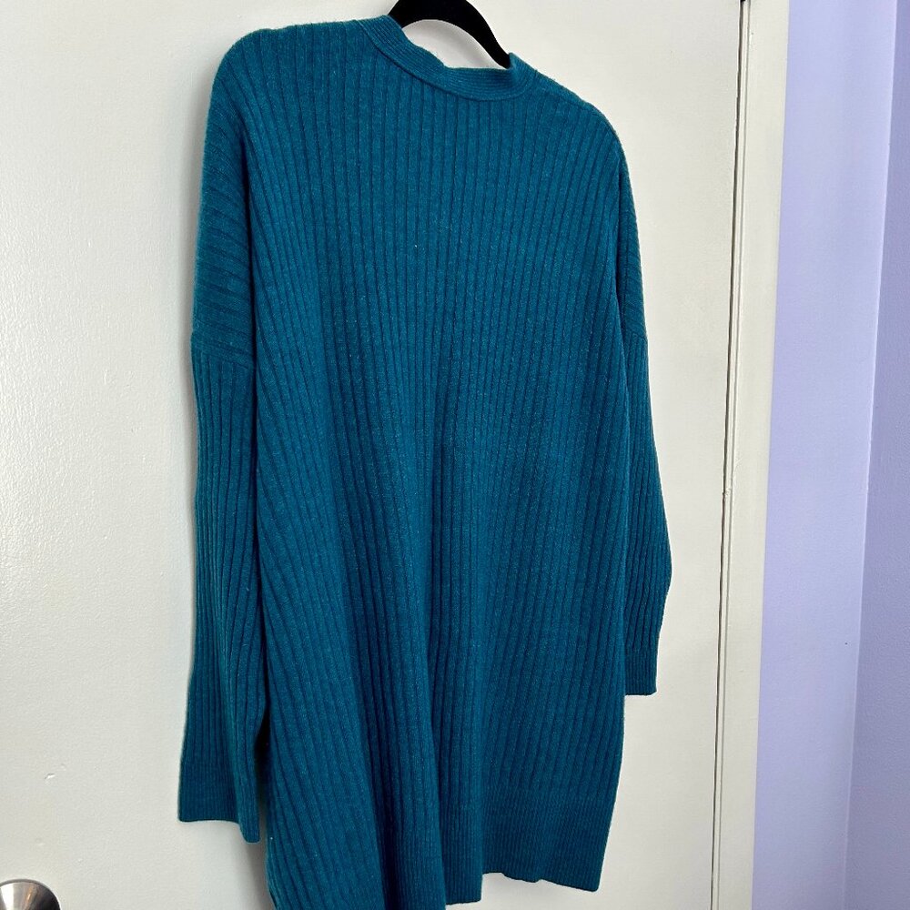 Eileen Fisher 100% Cashmere Long Open Front Cardigan in Teal Size 3X - Picture 6 of 10